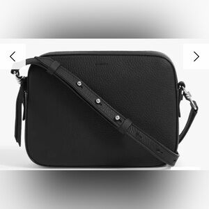 ALLSAINTS Captain Storm Black Color Leather Square Crossbody Bag